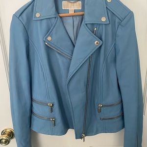Michael Kors blue leather jacket size large